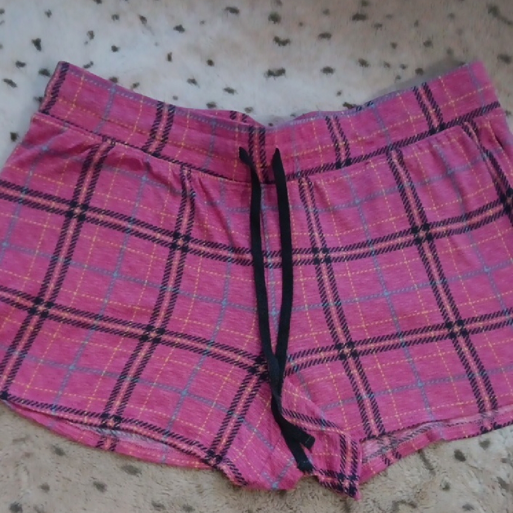 Secret Treasures Pink and Black Plaid Pajama Shorts